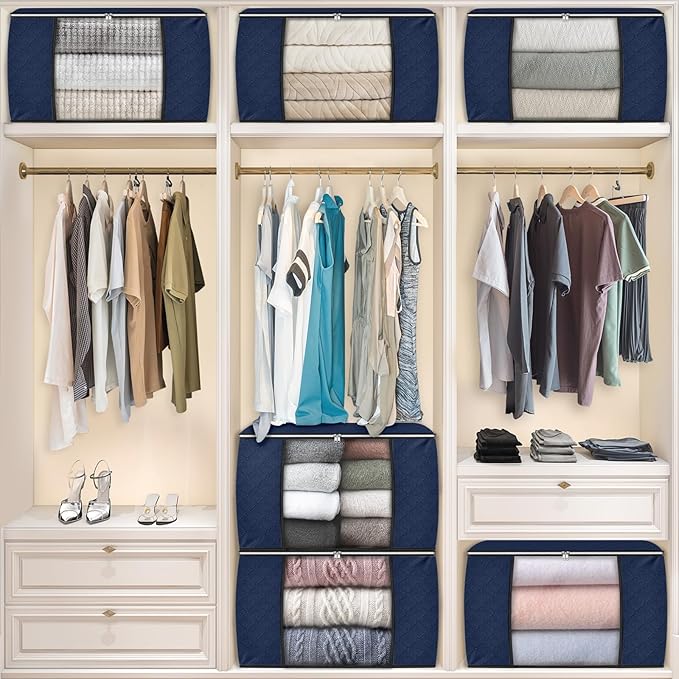 Fab totes 24 Gallons Clothes Storage, Foldable Thick Fabric Blanket Storage Bags - Image 7