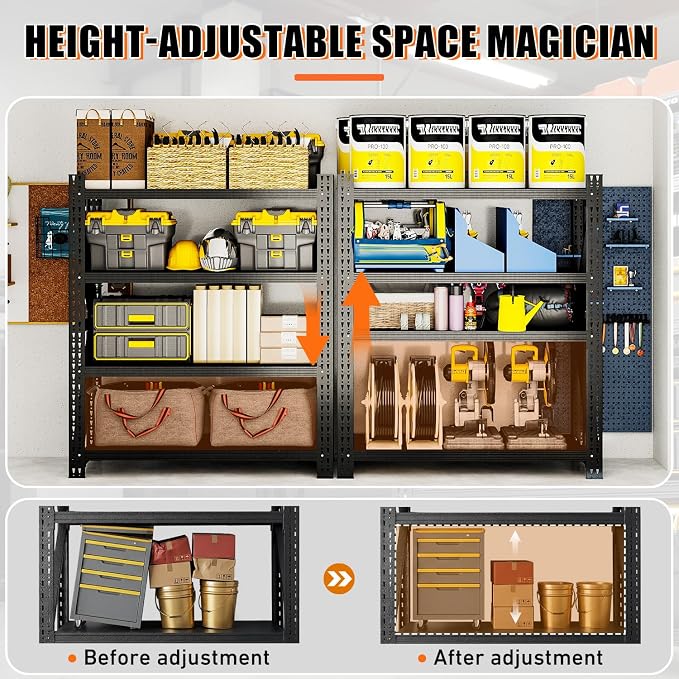 4000LBS 4 Tier Garage Storage Shelves, Heavy Duty Adjustable Storage Rack - Image 4