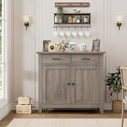 HORSTORS Farmhouse Kitchen Storage Cabinet, Small Buffet, Coffee Bar, 35.8"W - Image 4