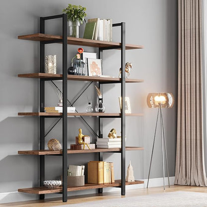 Tribesigns 5-Tier Bookshelf, Vintage Industrial Style Bookcase 72 H x 12 W x by Tribesigns