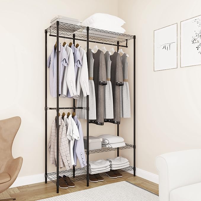 Heavy Duty Garment Rack for Hanging Clothes, Wire Metal Clothing Rack, - Image 3