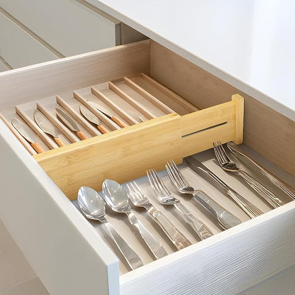VaeFae 3 Pack Bamboo Drawer Dividers, Expandable Separators - Image 6