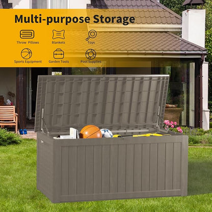 270 Gallon Deck Box, Resin Outdoor Indoor Waterproof Storage Box, Lockable - Image 7