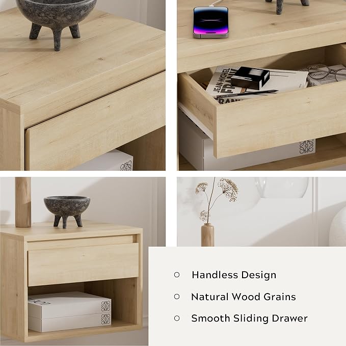 Mid Century Modern Floating Nightstand Set of 4, Wall Mounted End Table - Image 5