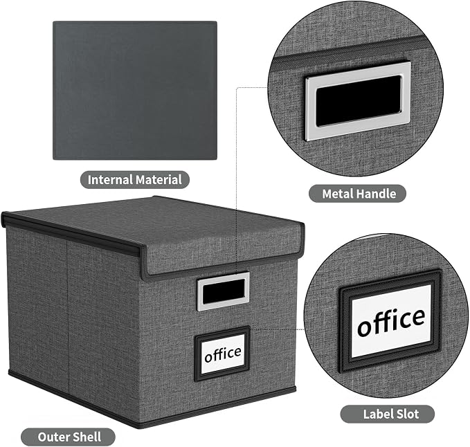 File Organizer Box with Lids, Collapsible File Folder Organizer | File Box with - Image 4