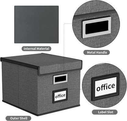 File Organizer Box with Lids, Collapsible File Folder Organizer | File Box with - Image 4