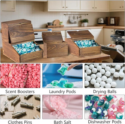 Wooden Laundry Dishwasher Pods Container, Storage - Image 5