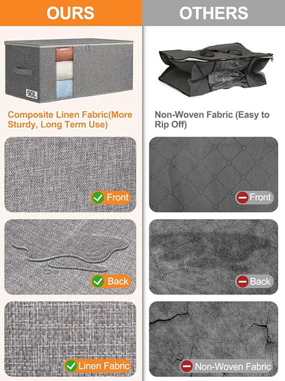 punemi King Size Comforter Storage Bag w/Sturdy Structure, 90L Extra Large - Image 7
