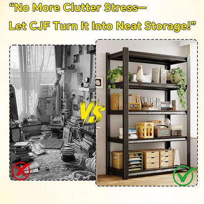 CJF Metal Storage Shelves, 5-Tier Garage Shelving Unit, Heavy Duty Adjustable - Image 8