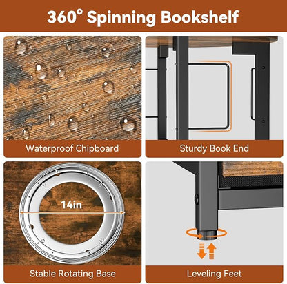 Housolution 5 Tier Rotating Bookshelf Tower - Image 4