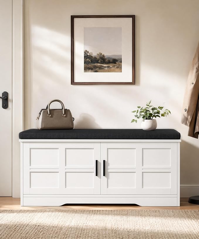 Akxomel Shoe Bench with Storage, 39.4" Entryway Bench with Padded Cushion by Akxomel