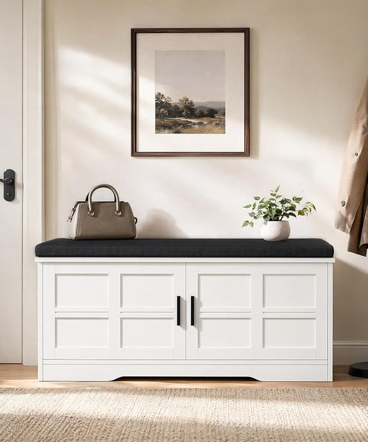 Akxomel Shoe Bench with Storage, 39.4" Entryway Bench with Padded Cushion by Akxomel