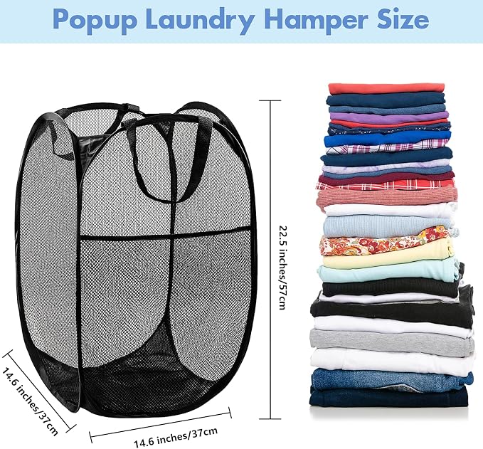 DUCOO Pop Up Laundry Hamper, 70L Collapsible Mesh Laundry Basket - Image 2
