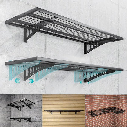 2-Pack 1.5×3.8ft Garage Wall Shelving, 18×45.6 inches Heavy Duty Wall Mounted by Dtrik