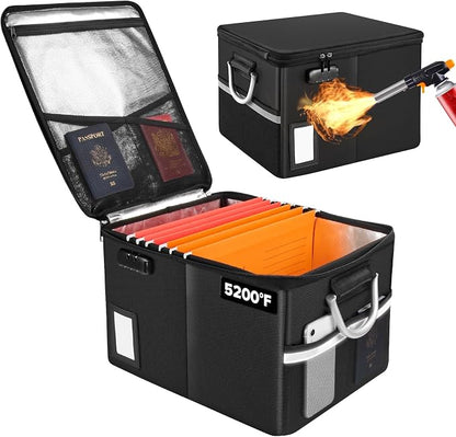 TOMKID 5200°F Fireproof Document Box, Fire Important Document Organizer by Aobteeny
