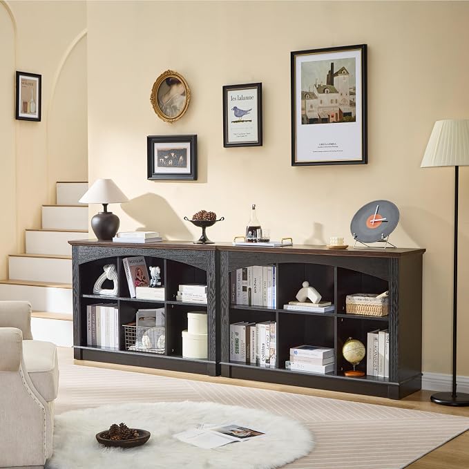 Black Bookshelf, 6-Cube Bookcase and Kids Bookshelf, Wooden Storage Cabinet - Image 7