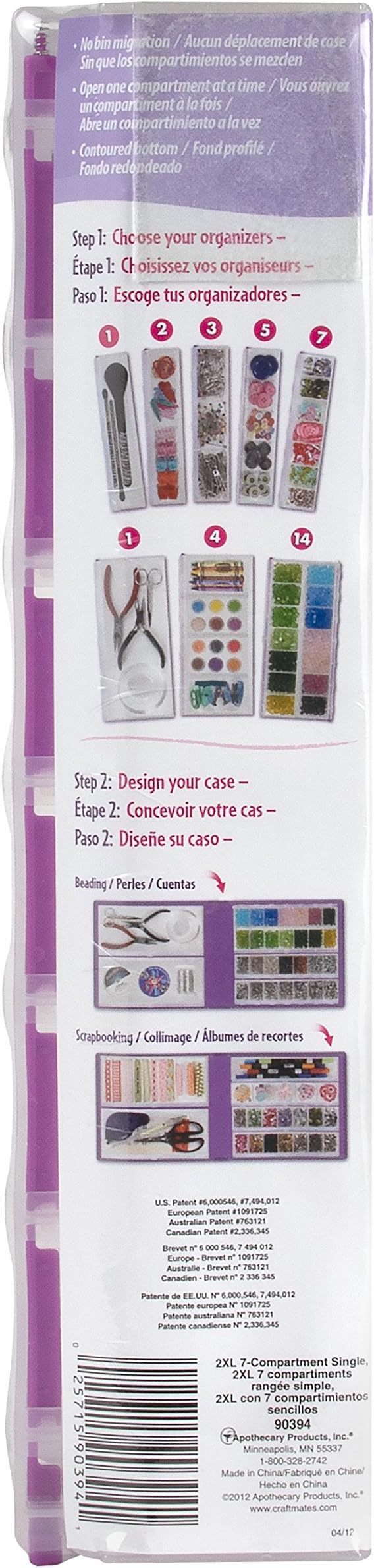 Craft Mates Bead Organizer, 7 Locking Compartments, Plastic Storage | Clear - Image 4