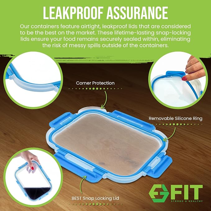 FIT Strong & Healthy Glass Meal Prep Containers, 2 & 3 Compartments - Image 4