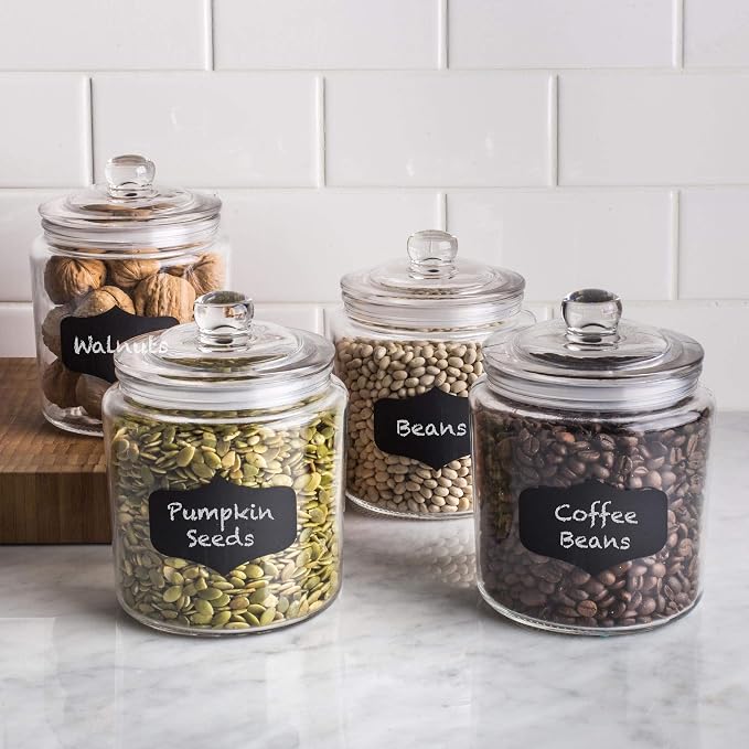 1 Gallon Glass Cookie Jars + Labels & Marker - Image 3