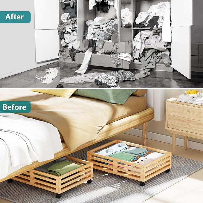 Bamboo Under Bed Storage Containers- Underbed Organizer - Image 6