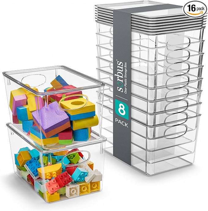 Sorbus Large Clear Plastic Bins by Sorbus