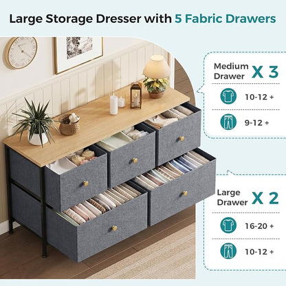 OLIXIS 5 Drawer Dresser for Bedroom, Storage Organizer Unit for Closet | Chest - Image 4