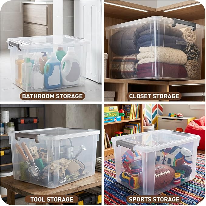 Citylife 6 Packs 58.1 QT Plastic Storage Bins - Image 5