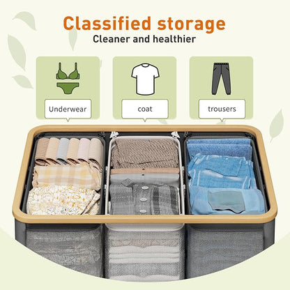170L Laundry Hamper with Lid 3 Section, Extra Large Laundry Basket with 3 - Image 6