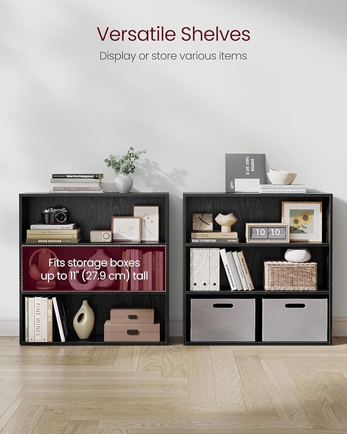 VASAGLE Set of 2 Bookshelves, 31.5 Inches Wide, 3-Tier Open Bookcases - Image 5