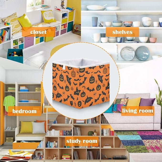 Pumpkin Bats Closet Organizers Storage Cubes Storage Bins Shelf Baskets - Image 6