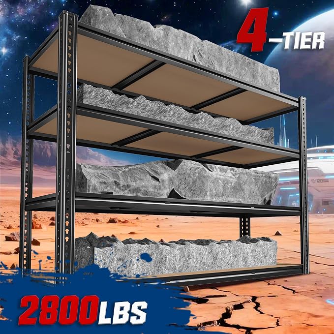 ROOMFAVE 60" W Garage Shelving Metal Shelving 2800LBS Storage Shelves Heavy - Image 4