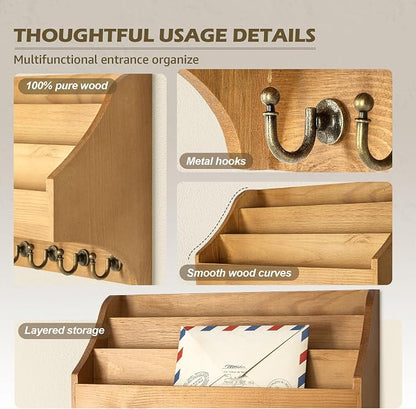 Rebee Vision Pine Wood Key Holder Wall Mount - Image 5