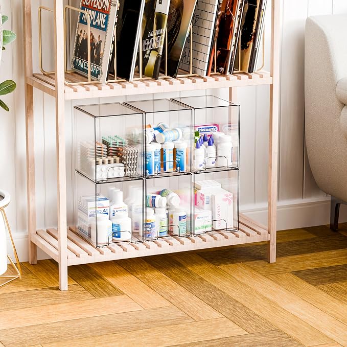 Yieach 2 Pack Clear Stackable Storage Drawers, 7.6" H Baby Bottle Organizer - Image 9