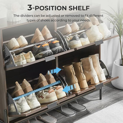 Shoe Cabinet with 4 Flip Drawers, Narrow Entryway Rack, Freestanding, - Image 6