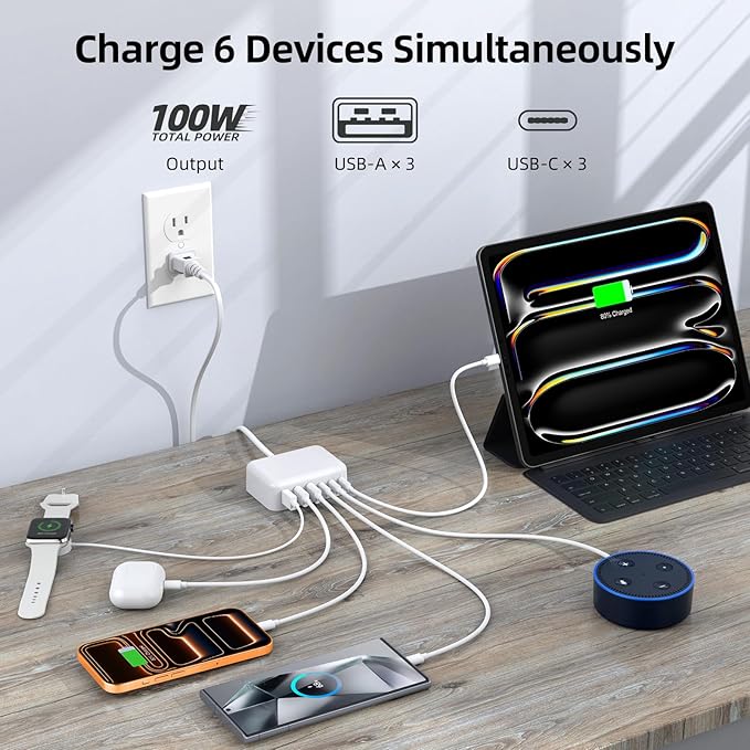 6 in 1 USB Charger, 50% Smaller Charging Station - Image 3