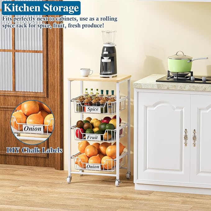 4-Tier Small Kitchen Storage Cart on Wheels - Image 7