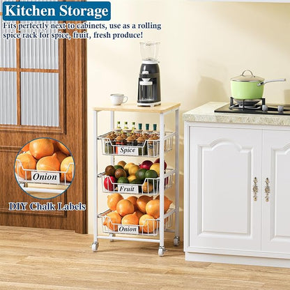 4-Tier Small Kitchen Storage Cart on Wheels - Image 7
