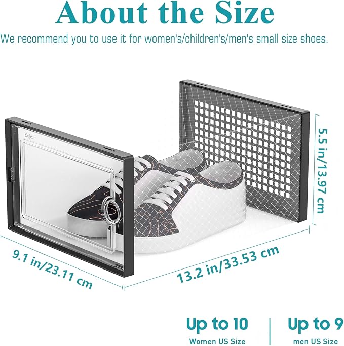 Kuject 12 Pack Large Shoe Boxes, Drop-front design fits women's size 10 - Image 2