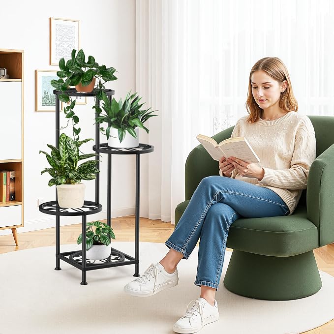 4 Tier Plant Stand Indoor Outdoor, Metal Flower Shelf Display Holder - Image 6