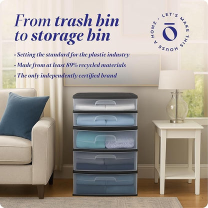 HOMZ Plastic 5 Drawer Wide Storage Tower - Image 7