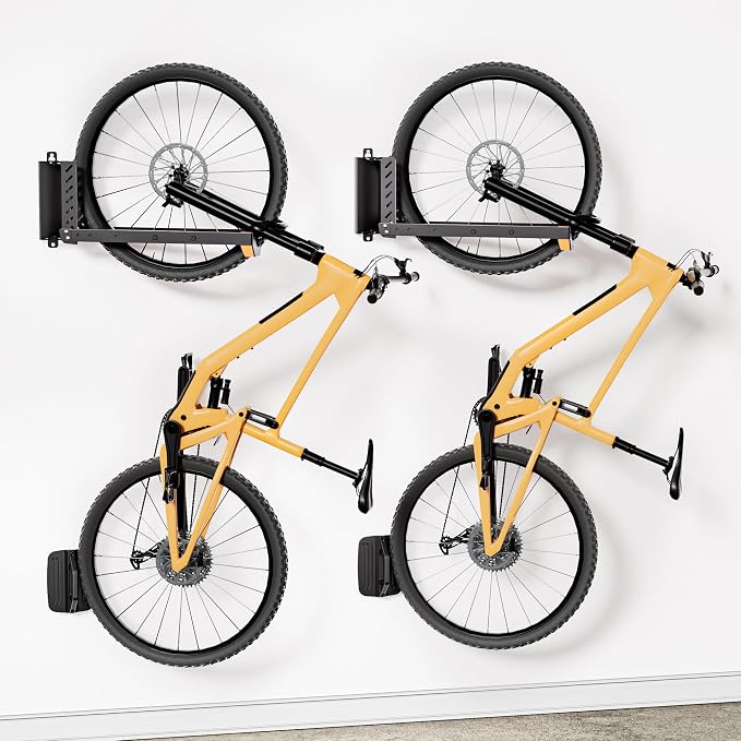 2 Pack Bike Wall Mount, Swivel Vertical No-Lift Bicycle Rack - Image 8