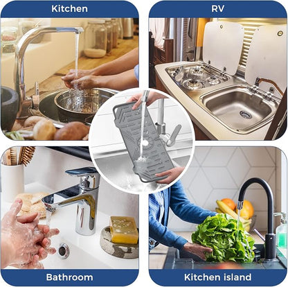 2 Pcs Silicone Faucet Handle Drip Catcher Tray, 2 in 1 Dish Soap Sponge Holder - Image 7