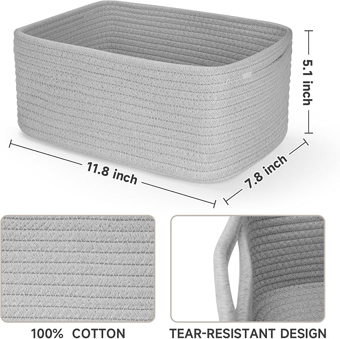 3-Pcs Shelf Baskets for Organizing, Closet Organizer Bins, Small Woven Baskets - Image 2