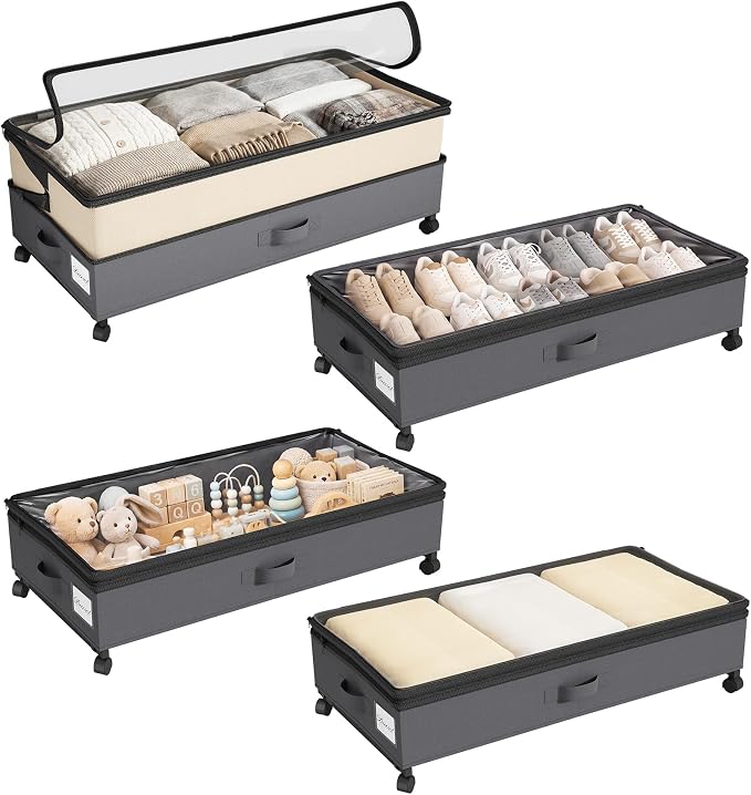 Kitstorack 4 Pack Height-adjustable Under Bed Storage by Kitstorack