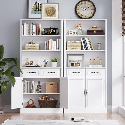 71.4" Tall Bookshelf with Drawers & Cabinet, 5-Tier Floor Standing Bookcase - Image 4