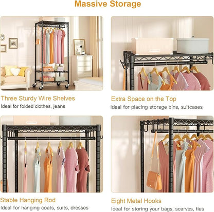 FUTASSI P6 Mini Rolling Clothes Rack Heavy Duty, Clothing Racks - Image 7