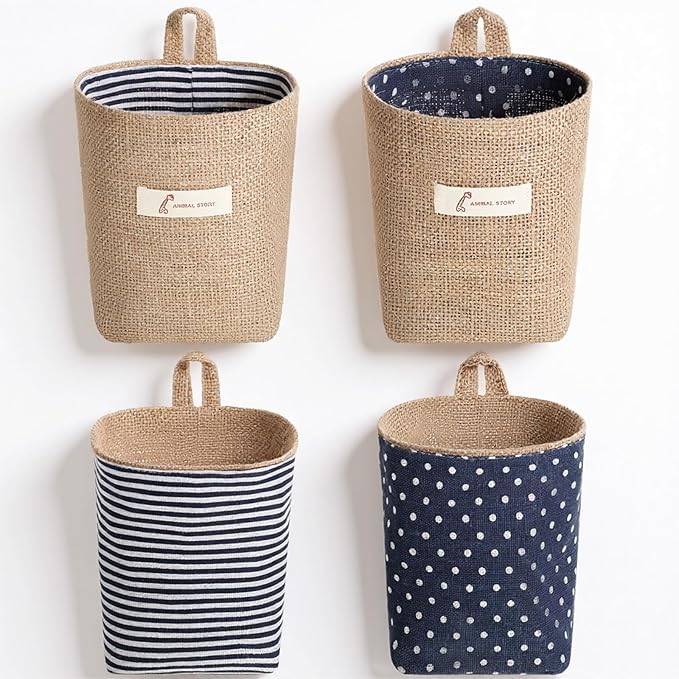 2 Pack Hanging Basket for Door Jute Hanging Wall Storage Baskets, Small Linen by Unknown