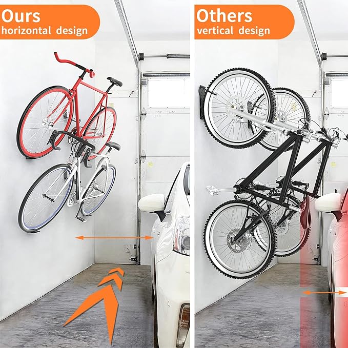 WALMANN 2 Pack Bike Pedal Hanger Wall Mount, Heavy Duty Horizontal Bike Rack - Image 3