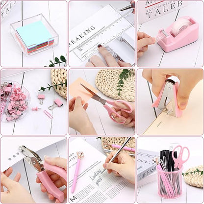 17 in 1 Pink Desk Organizers and Accessories Set, 3 Office Desk Supplies - Image 5