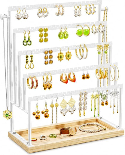 Large 5 Tier Earring Organizer and Holder, jewelry holder stand, clean white by TIPSYTREE